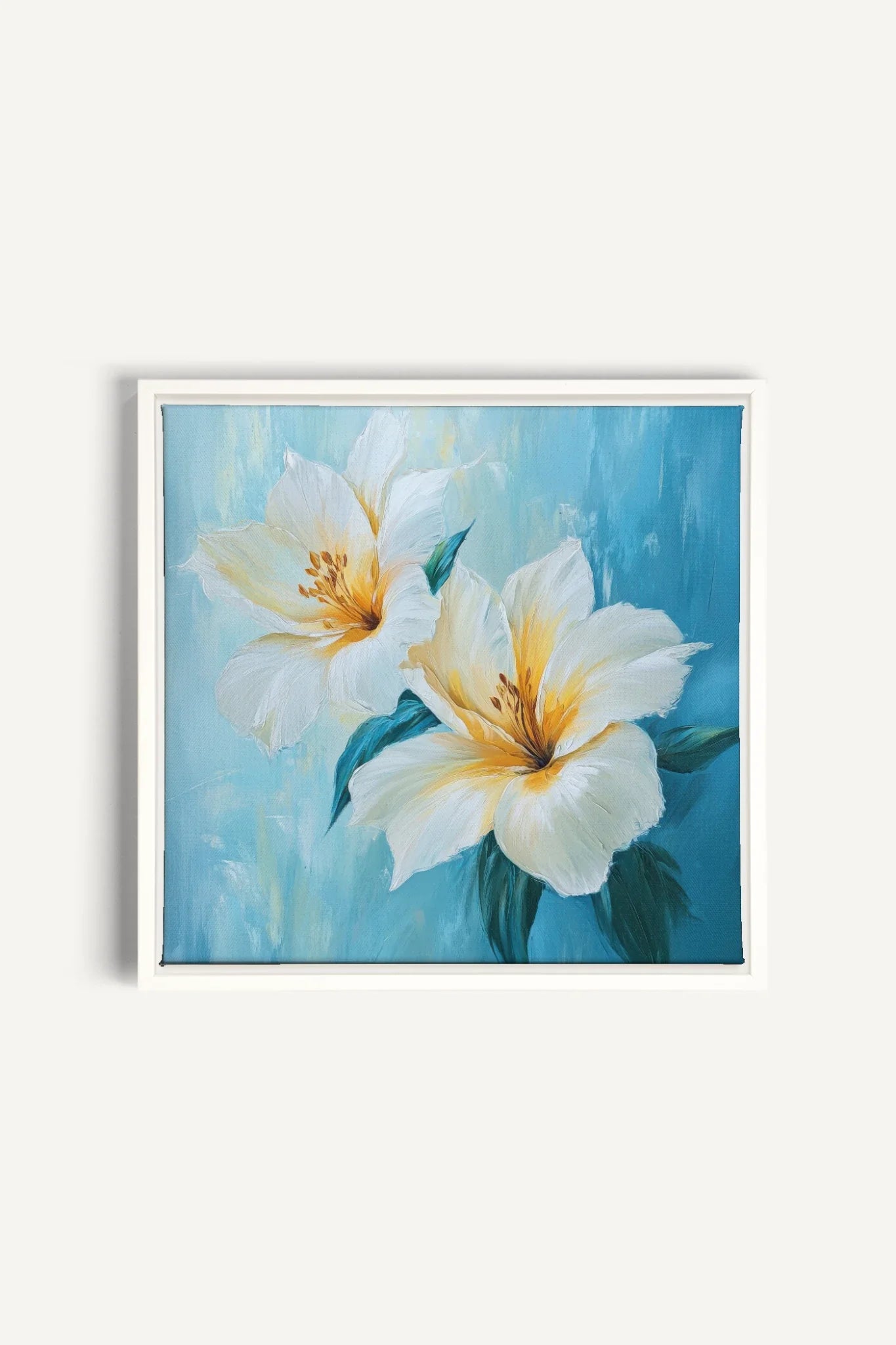 OLEKA CANVAS - AURORE FLORALE, Oeuvre sur toile étirée, encadré Blanc