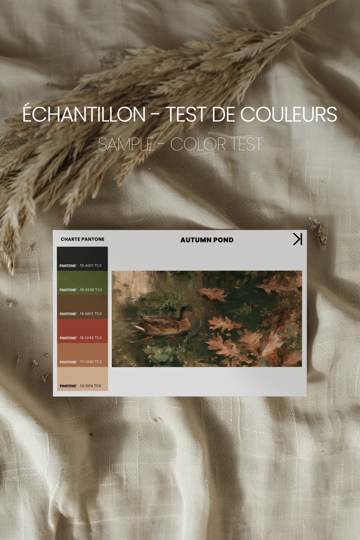 AUTUMN POND, Oeuvre sur toile étirée, encadré Naturel Clair
