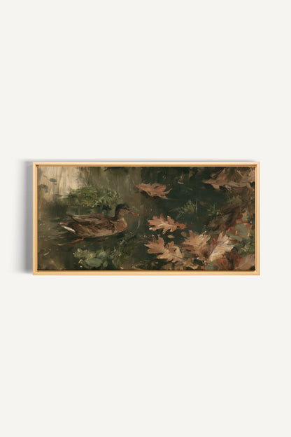 AUTUMN POND, Oeuvre sur toile étirée, encadré Naturel Clair