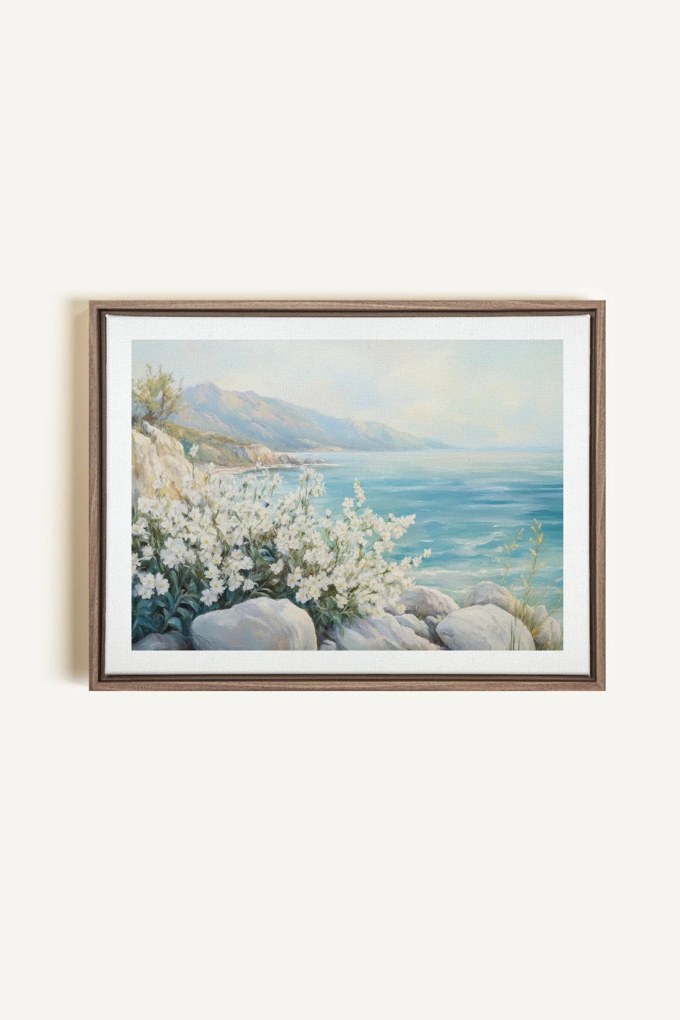 OLEKA CANVAS - AZURE HORIZON, Oeuvre sur toile étirée, encadré Brun Chêne