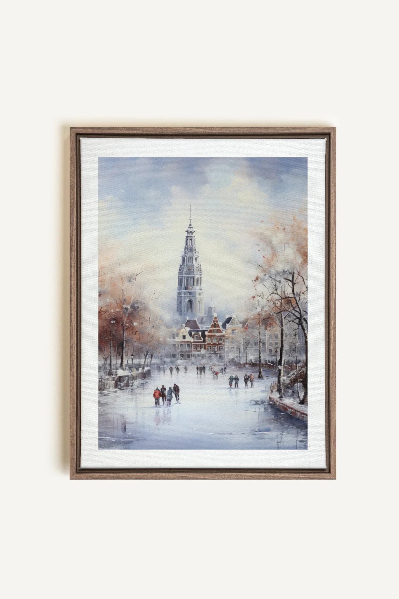 OLEKA CANVAS - Azure Rink, Oeuvre sur toile étirée, encadré Brun Chêne