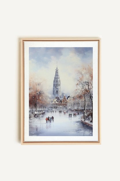 OLEKA CANVAS - Azure Rink, Oeuvre sur toile étirée, encadré Naturel Clair