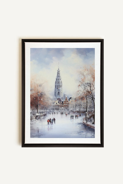 OLEKA CANVAS - Azure Rink, Oeuvre sur toile étirée, encadré Noir