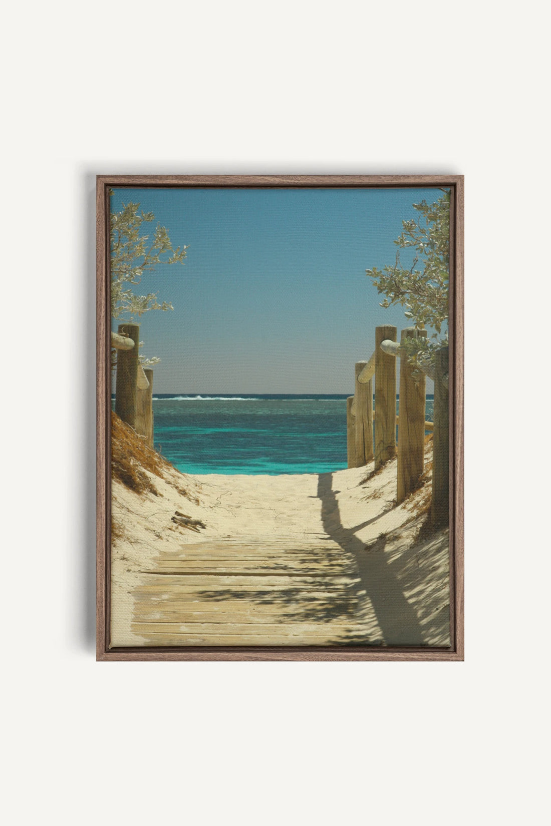 AZURE WALK, Oeuvre sur toile étirée, encadré Brun Chêne