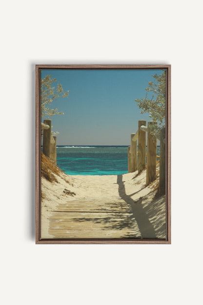 AZURE WALK, Oeuvre sur toile étirée, encadré Brun Chêne