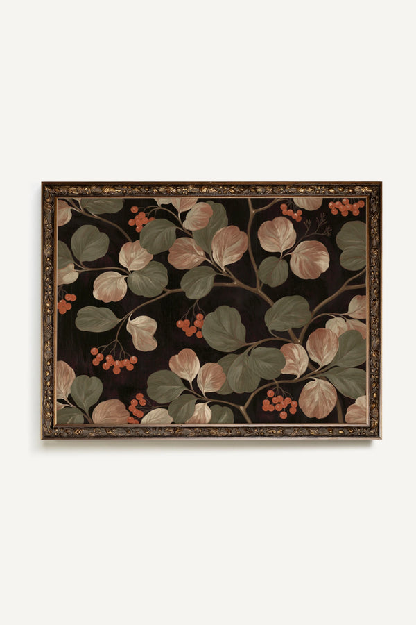 BAIES D'HIVER, Oeuvre sur toile rigide, encadré Vintage Bronze