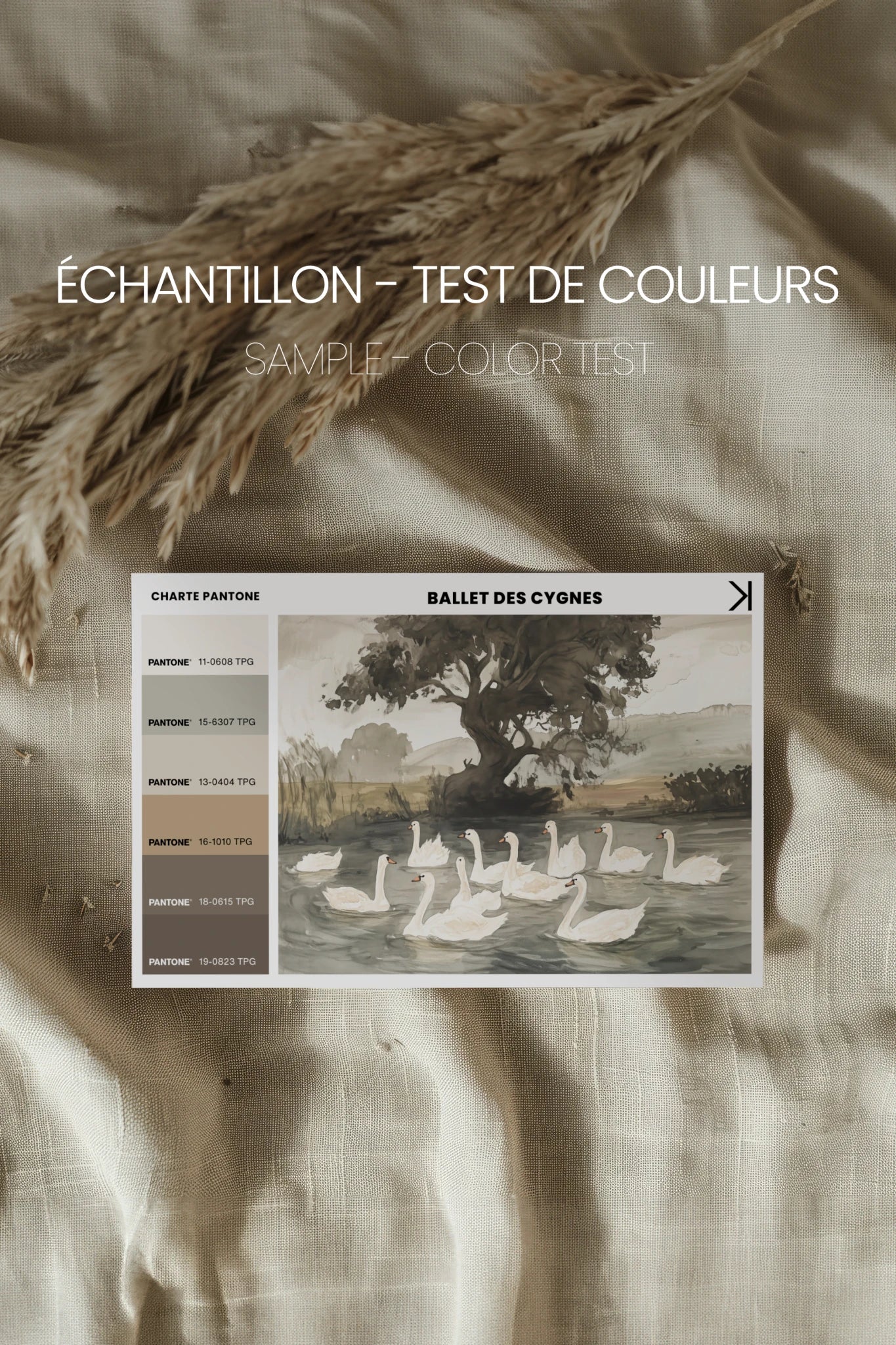 BALLET DES CYGNES, Oeuvre sur toile rigide, encadré Vintage Argent