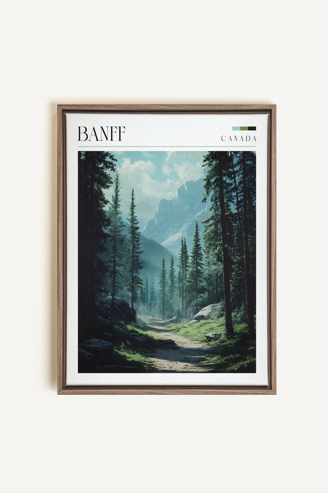 OLEKA CANVAS - BANFF, Oeuvre sur toile étirée, encadré Brun Chêne