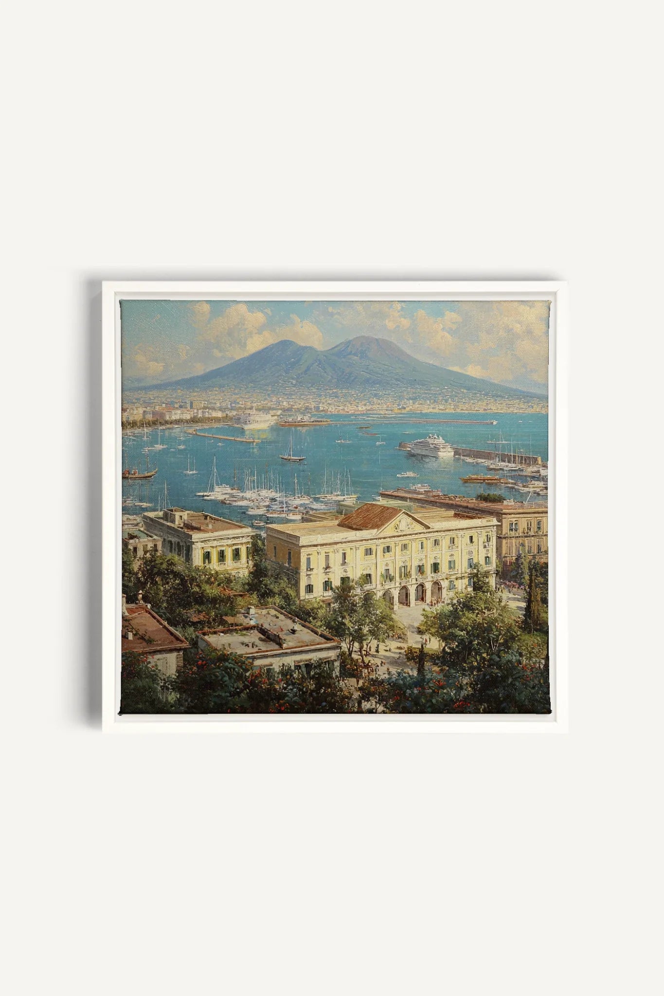 OLEKA CANVAS - BAY OF GOLD, Oeuvre sur toile étirée, encadré Blanc