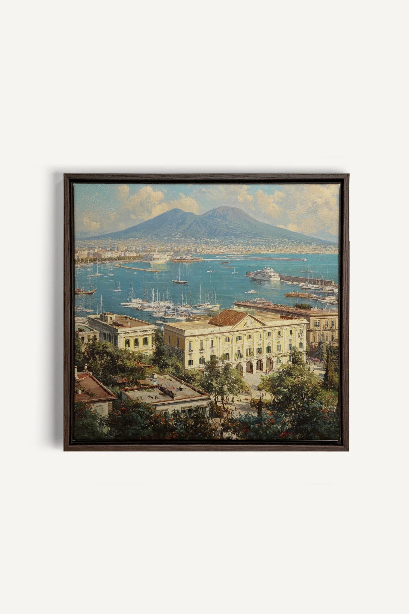 OLEKA CANVAS - BAY OF GOLD, Oeuvre sur toile étirée, encadré Brun Noyer