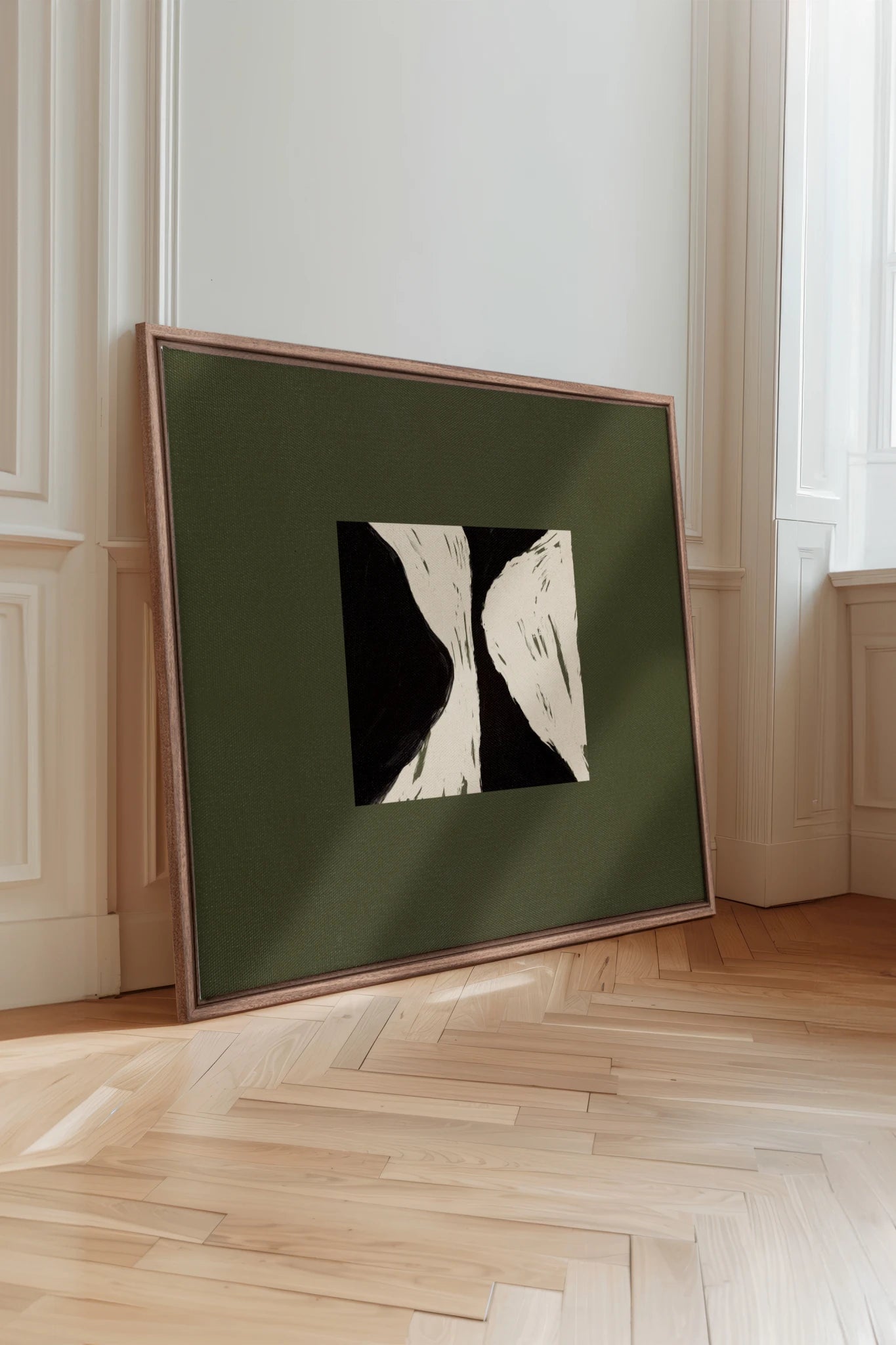 BLACK RIVER, Oeuvre sur toile étirée, encadré Brun Chêne