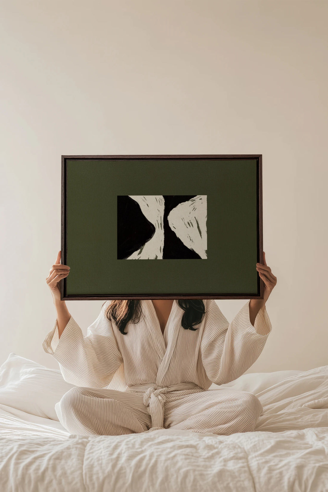 BLACK RIVER, Oeuvre sur toile étirée, encadré Brun Noyer