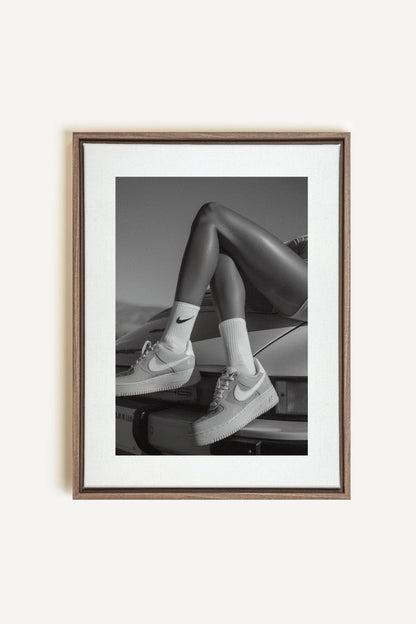 OLEKA CANVAS - BLACK &amp; WHITE BLISS, Oeuvre sur toile étirée, encadré Brun Chêne