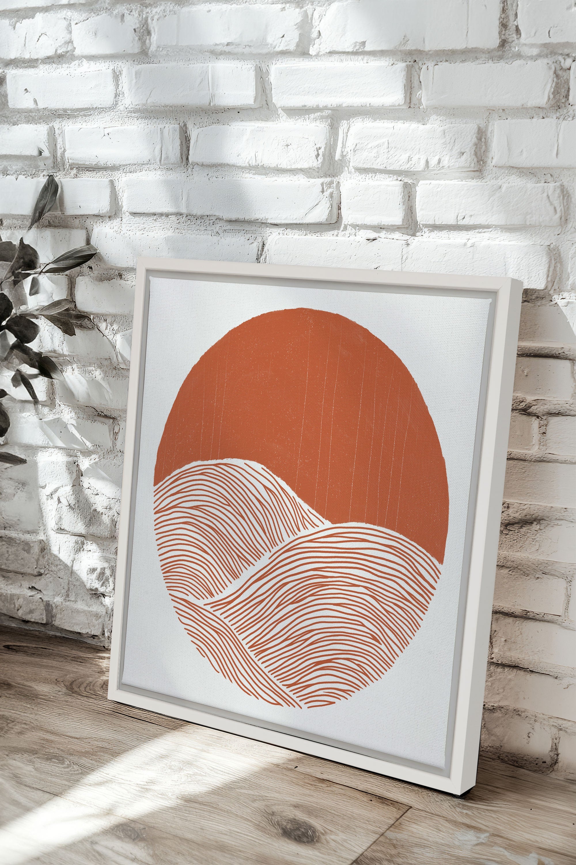 OLEKA CANVAS - EARTH WAVES, Oeuvre sur toile étirée, encadré Blanc