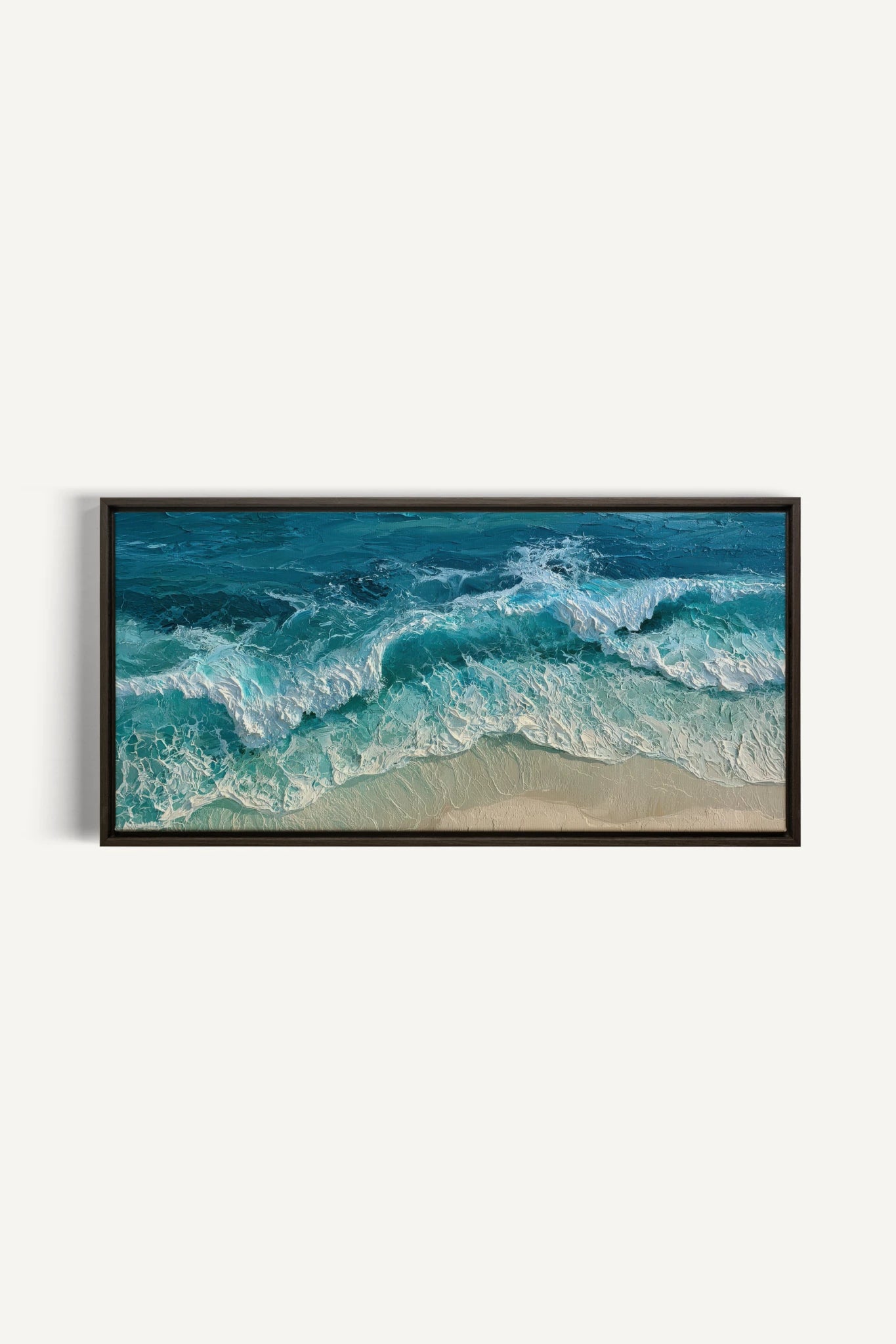 BLEU SALÉ, Oeuvre sur toile étirée, encadré Brun Noyer
