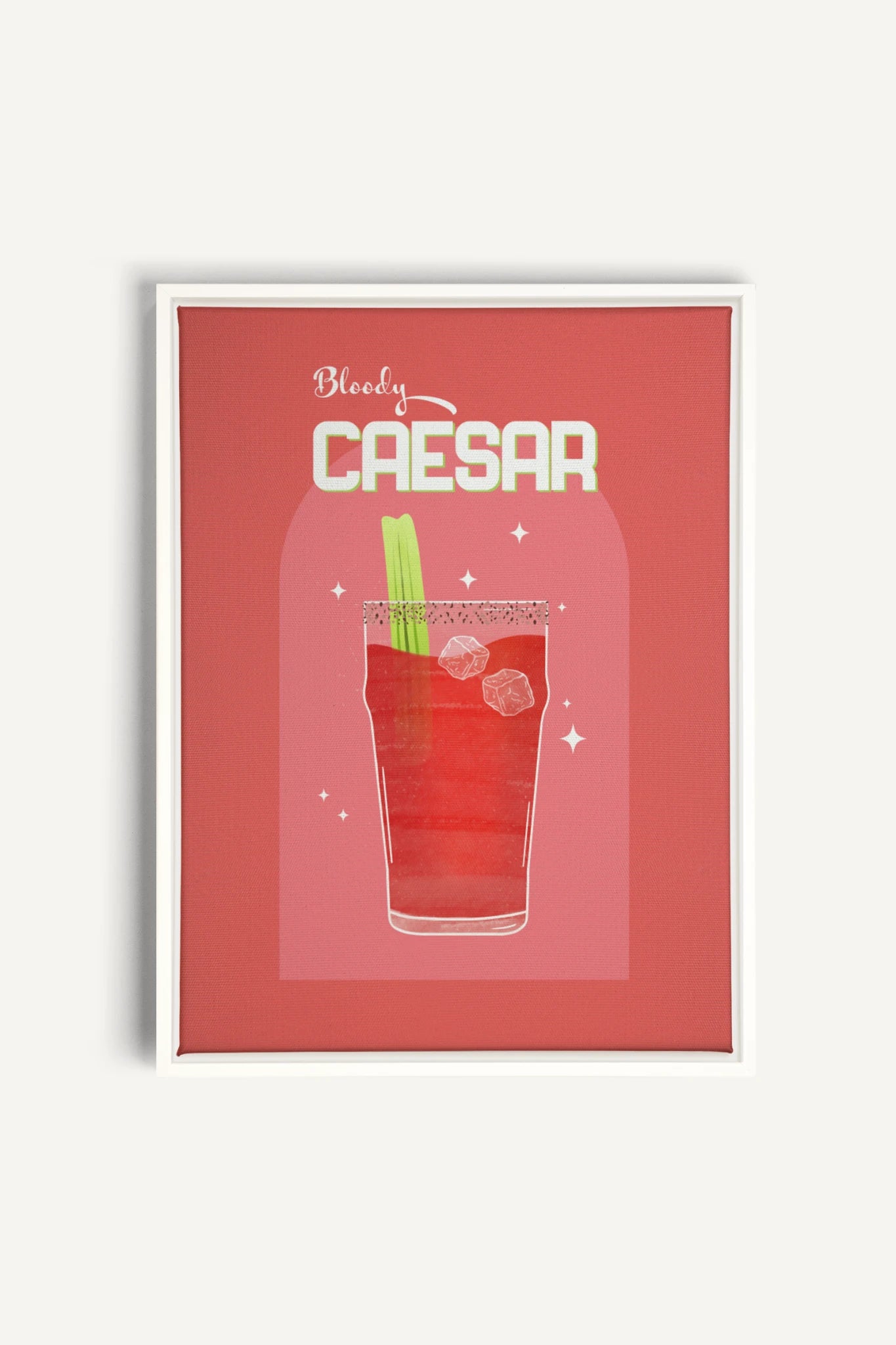 BLOODY CAESAR, Artwork on stretched canvas, framed in white