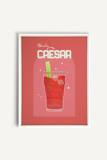 BLOODY CAESAR, Artwork on stretched canvas, framed in white