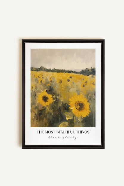 OLEKA CANVAS - BLOOM SLOWLY, Oeuvre sur toile étirée, encadré Noir