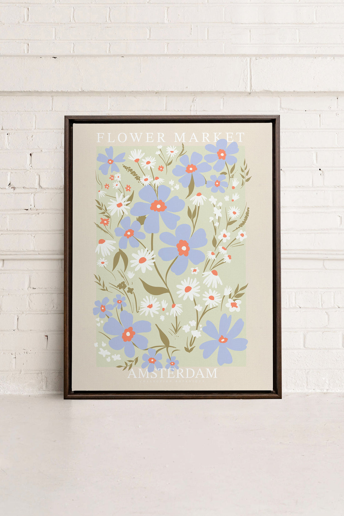 OLEKA CANVAS - AMSTERDAM BLOOM, Oeuvre sur toile étirée, encadré Brun Noyer