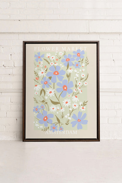 OLEKA CANVAS - AMSTERDAM BLOOM, Oeuvre sur toile étirée, encadré Brun Noyer