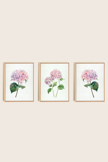 BLOSSOMING TRIO, 3 Oeuvres sur toile étirée, encadré Naturel Clair