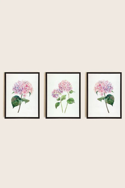 OLEKA CANVAS - BLOSSOMING TRIO, 3 Oeuvres sur toile étirée, encadré Noir