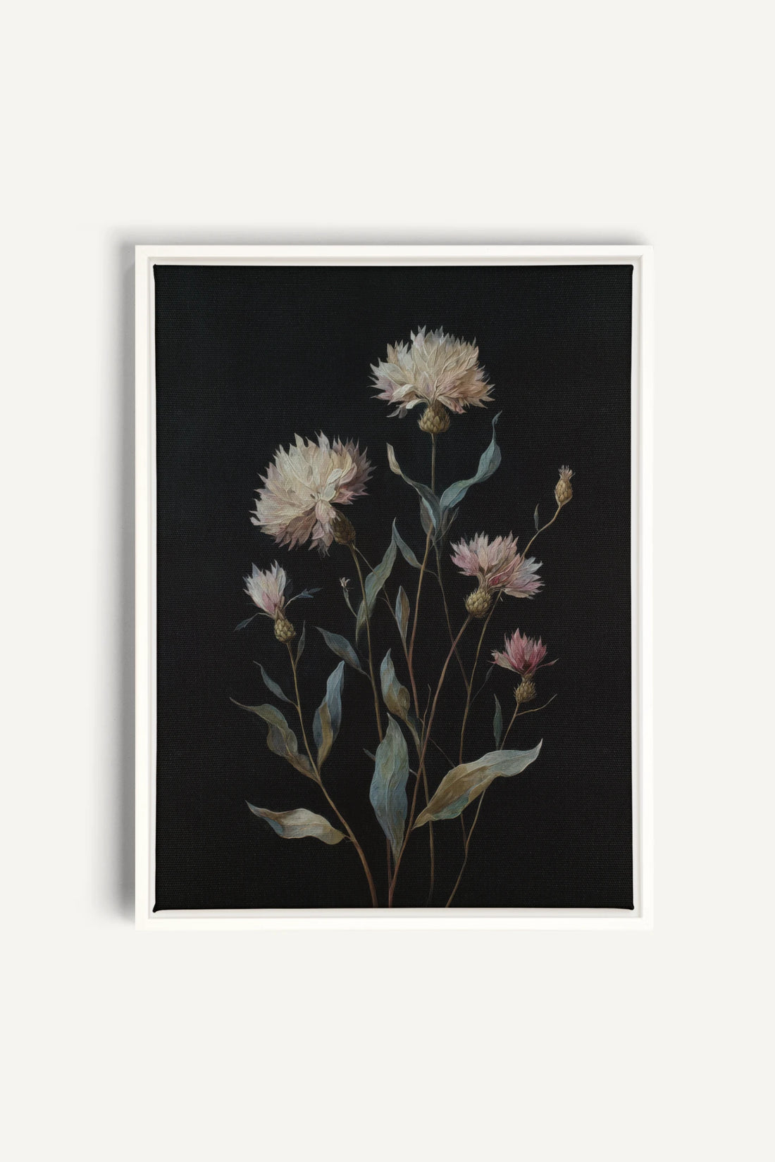 BLUSH FLORA, Work on stretched canvas, framed White