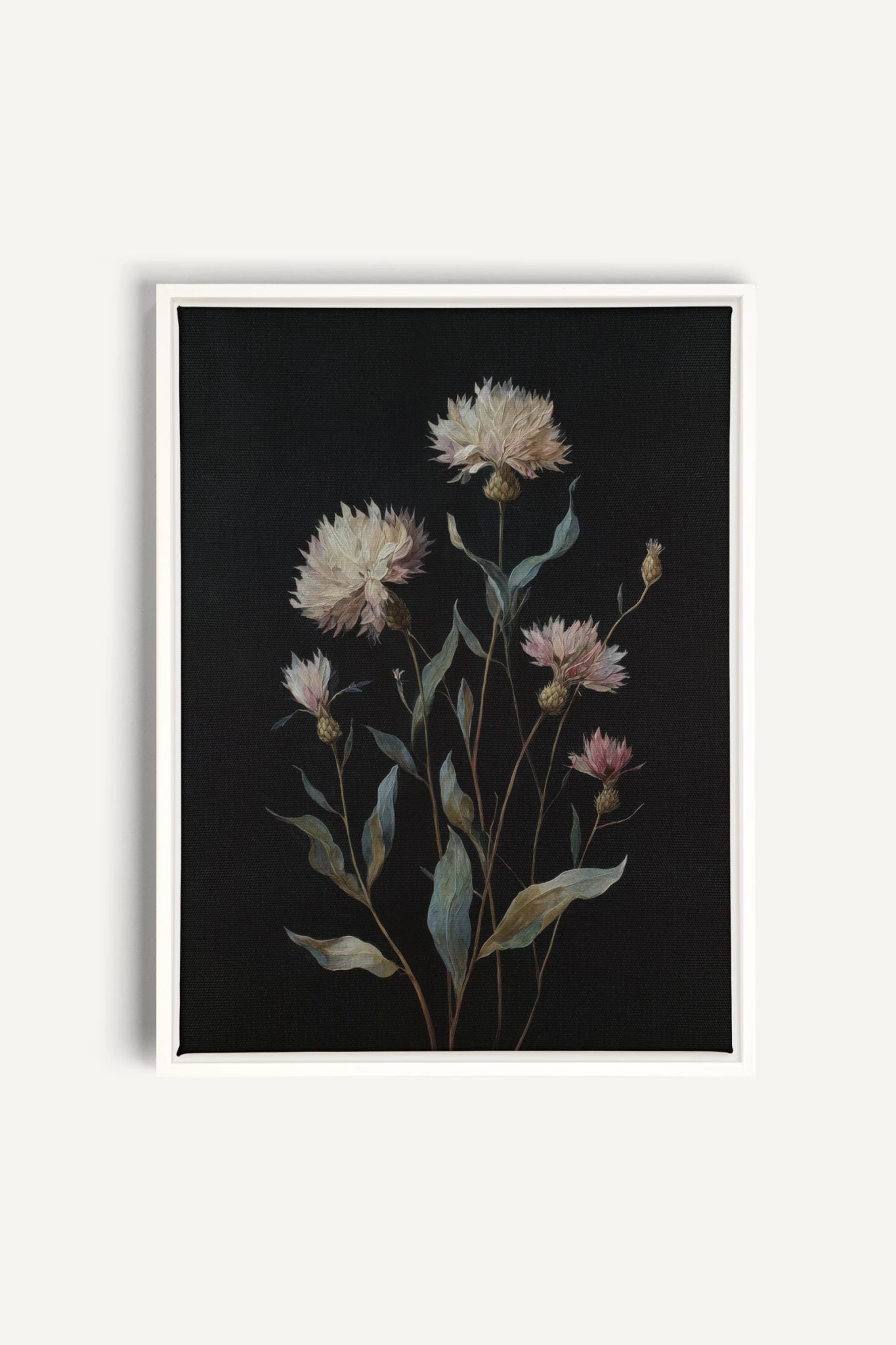 BLUSH FLORA, Work on stretched canvas, framed White