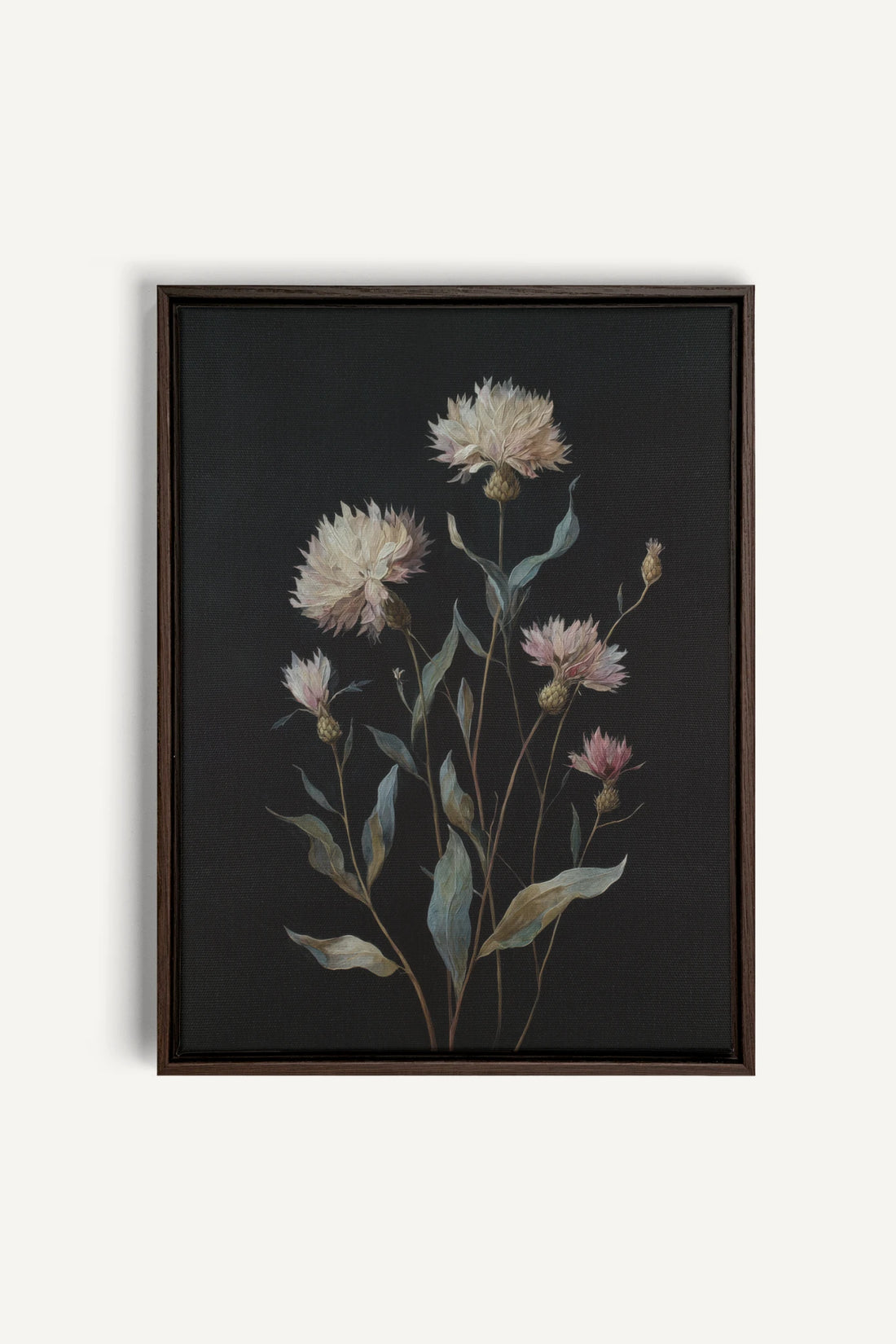 BLUSH FLORA, Oeuvre sur toile étirée, encadré Brun Noyer