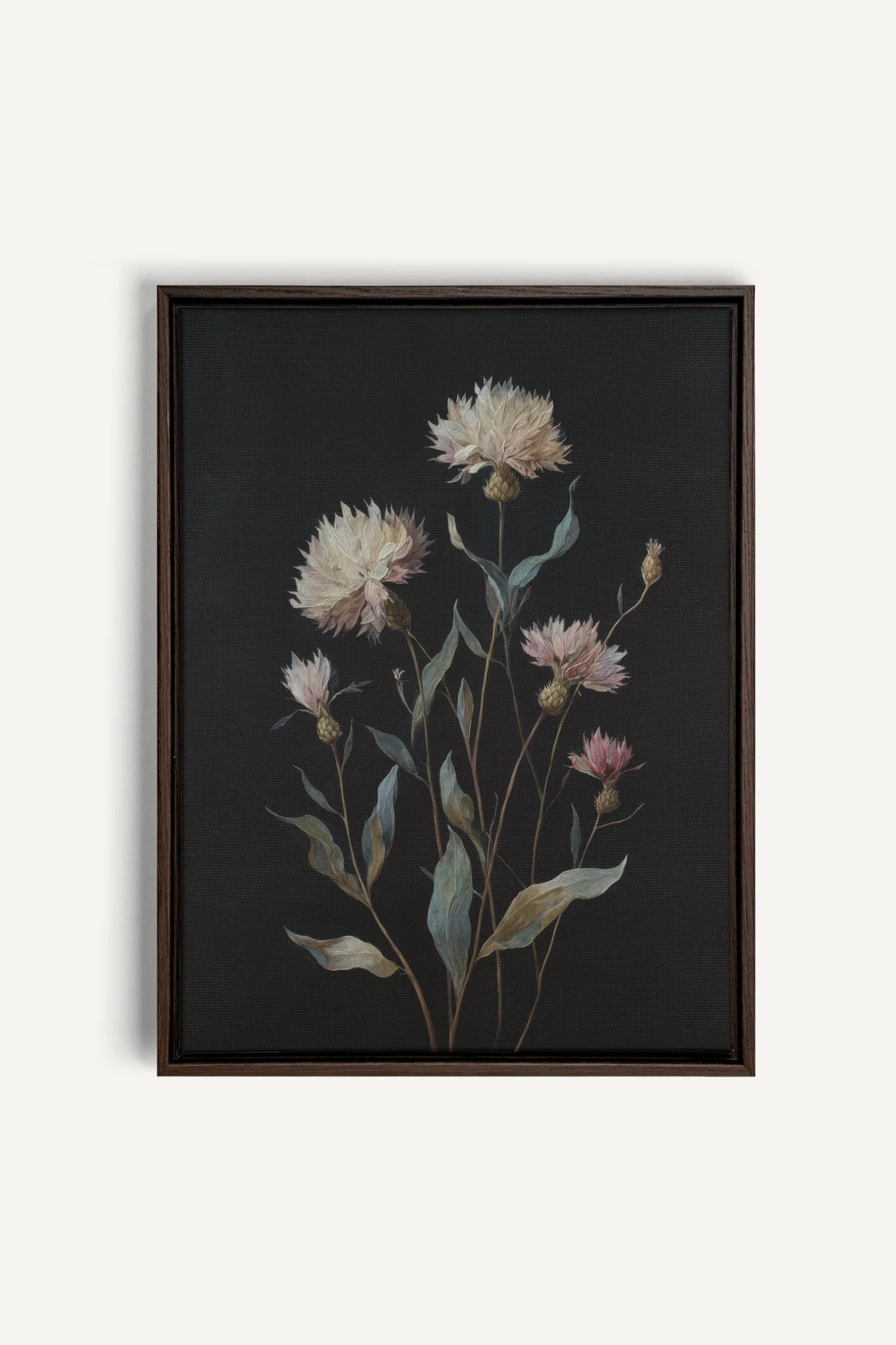 BLUSH FLORA, Oeuvre sur toile étirée, encadré Brun Noyer