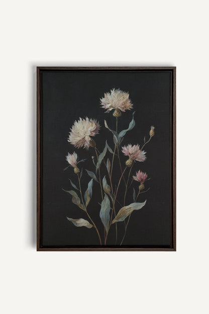 BLUSH FLORA, Oeuvre sur toile étirée, encadré Brun Noyer