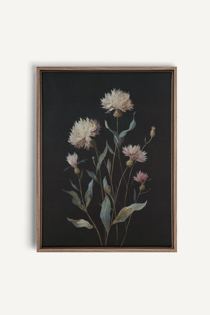 BLUSH FLORA, Work on stretched canvas, framed Oak Brown