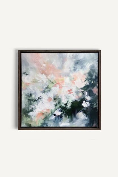OLEKA CANVAS - BLUSH HARMONY, Oeuvre sur toile étirée, encadré Brun Noyer