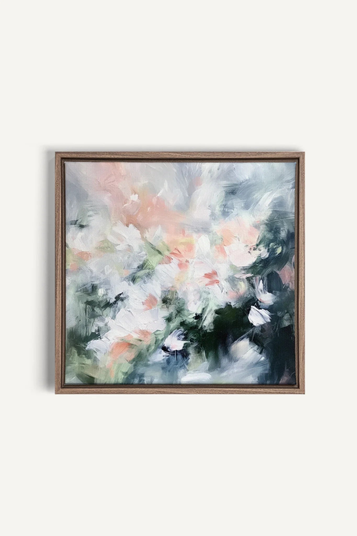 OLEKA CANVAS - BLUSH HARMONY, Oeuvre sur toile étirée, encadré Brun Chêne