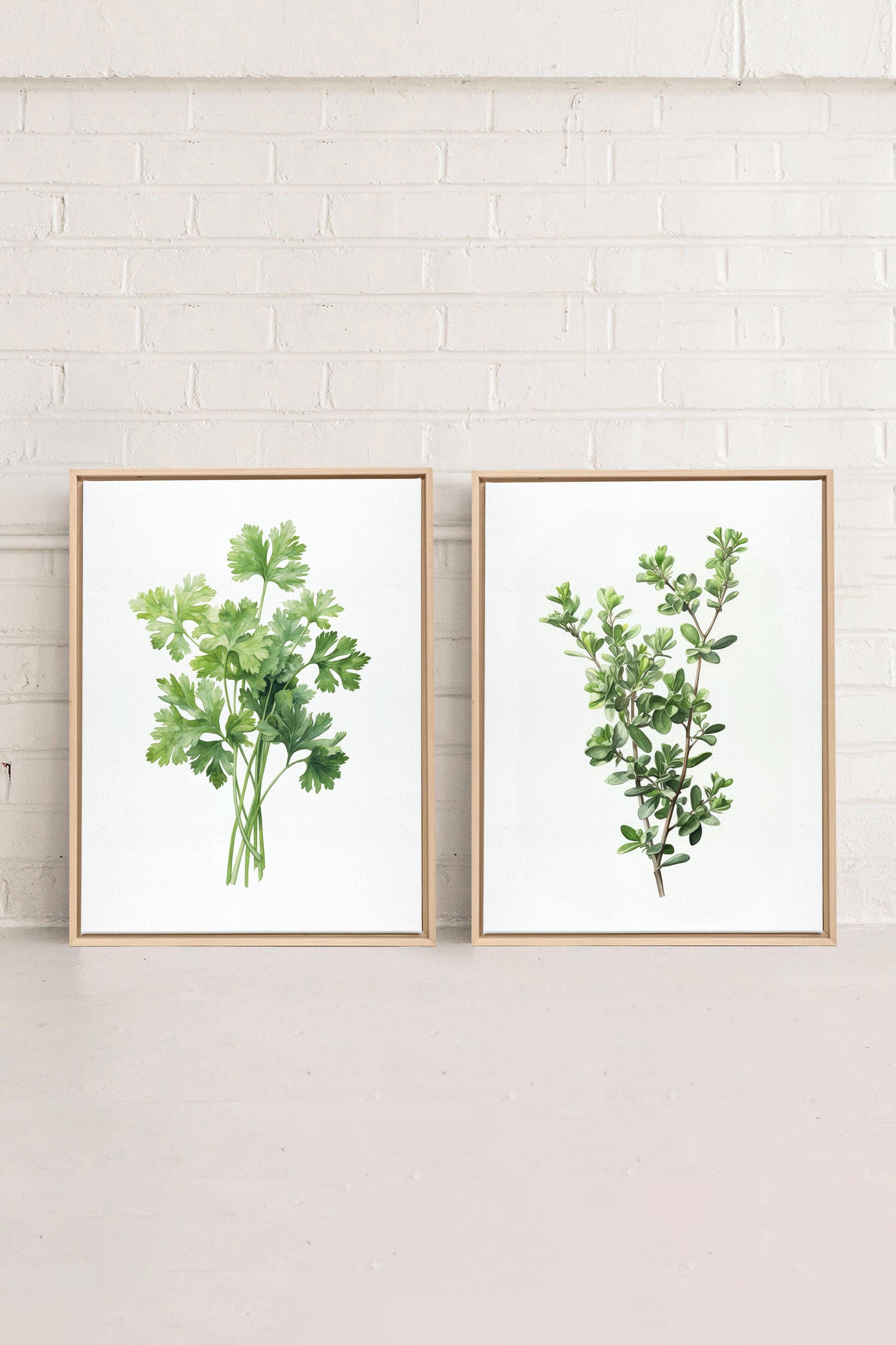 DUO FINES HERBES, 2 Artworks on stretched canvas, framed Natural Light