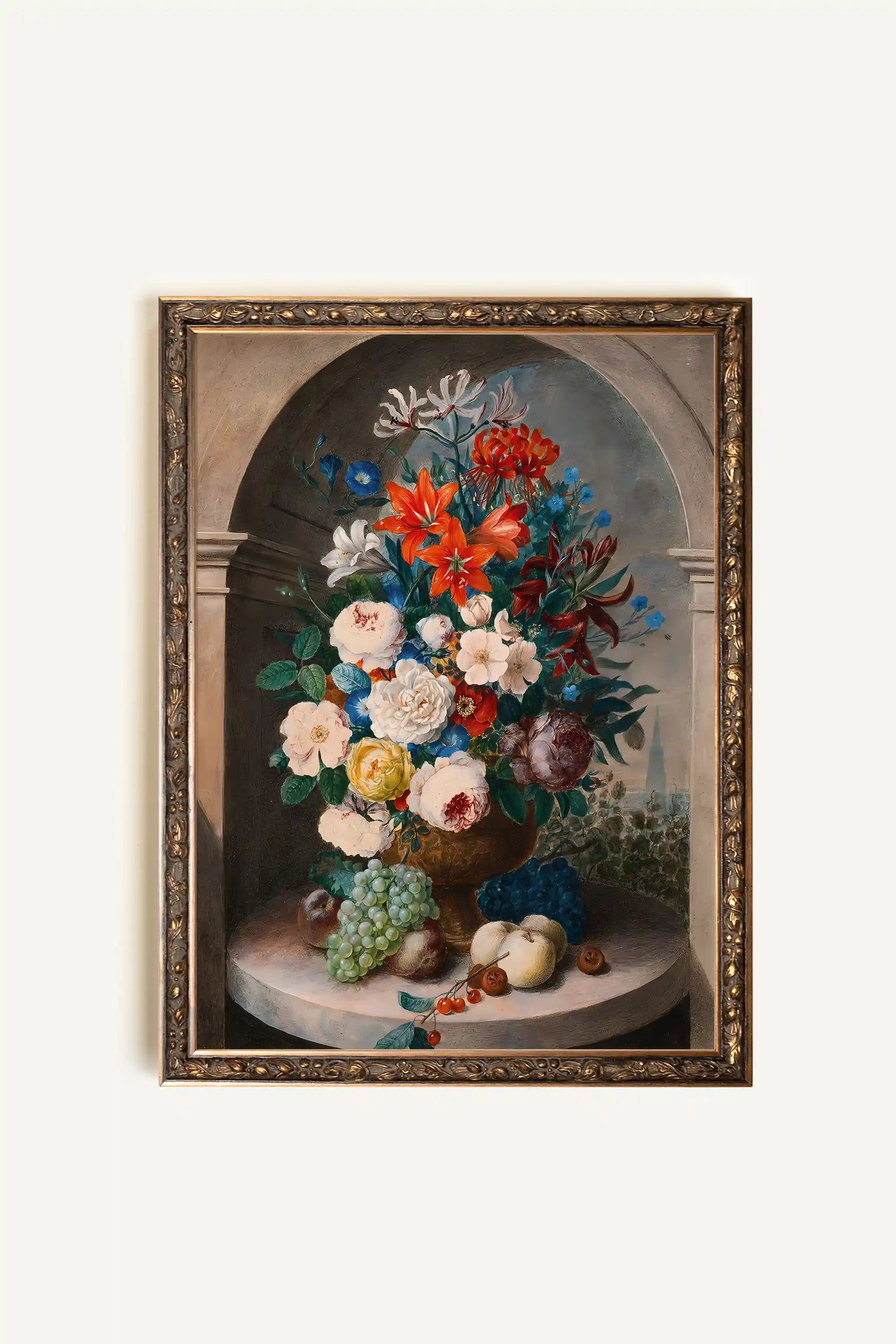 BOUQUET ROYAL, Oeuvre sur toile rigide, encadré Vintage Bronze