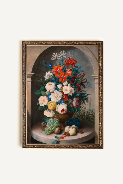 BOUQUET ROYAL, Oeuvre sur toile rigide, encadré Vintage Bronze