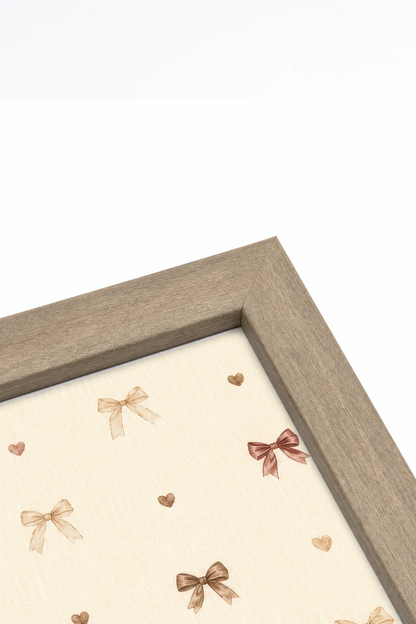 BOW &amp; HEART, Oeuvre sur toile rigide, encadré brun chêne