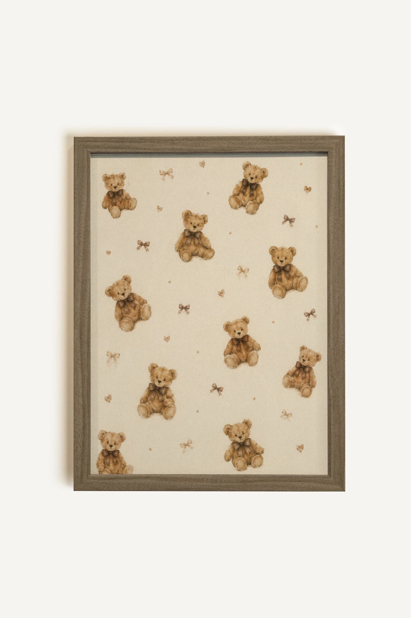 BOWTIE BEARS, Oeuvre sur toile rigide, encadré brun chêne