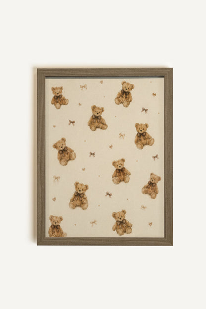 BOWTIE BEARS, Oeuvre sur toile rigide, encadré brun chêne