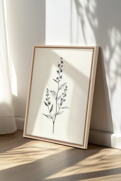 BRANCHE LÉGÈRE, Oeuvre sur toile étirée, encadré Naturel Clair