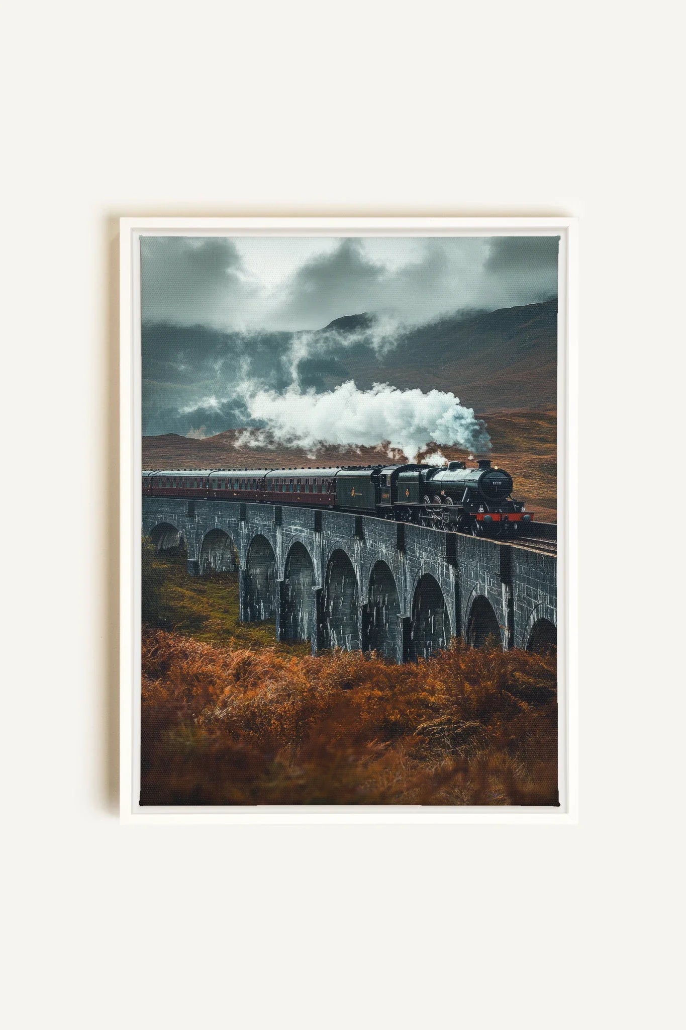 OLEKA CANVAS - BRIDGE OF MIST, Oeuvre sur toile étirée, encadré Blanc