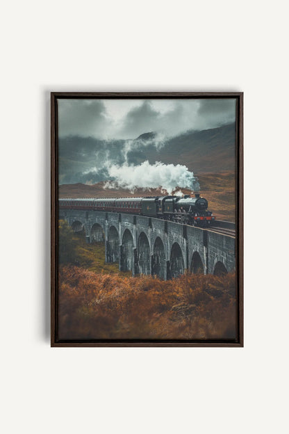 OLEKA CANVAS - BRIDGE OF MIST, Oeuvre sur toile étirée, encadré Brun Noyer