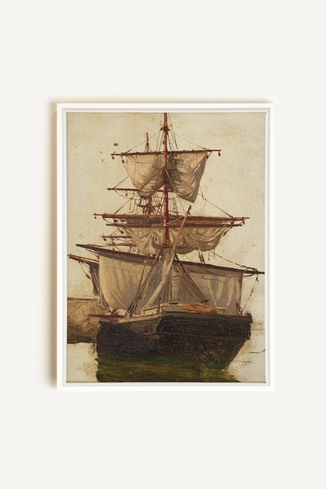 BRISE ANTIQUE, Oeuvre sur toile étirée, encadré Blanc