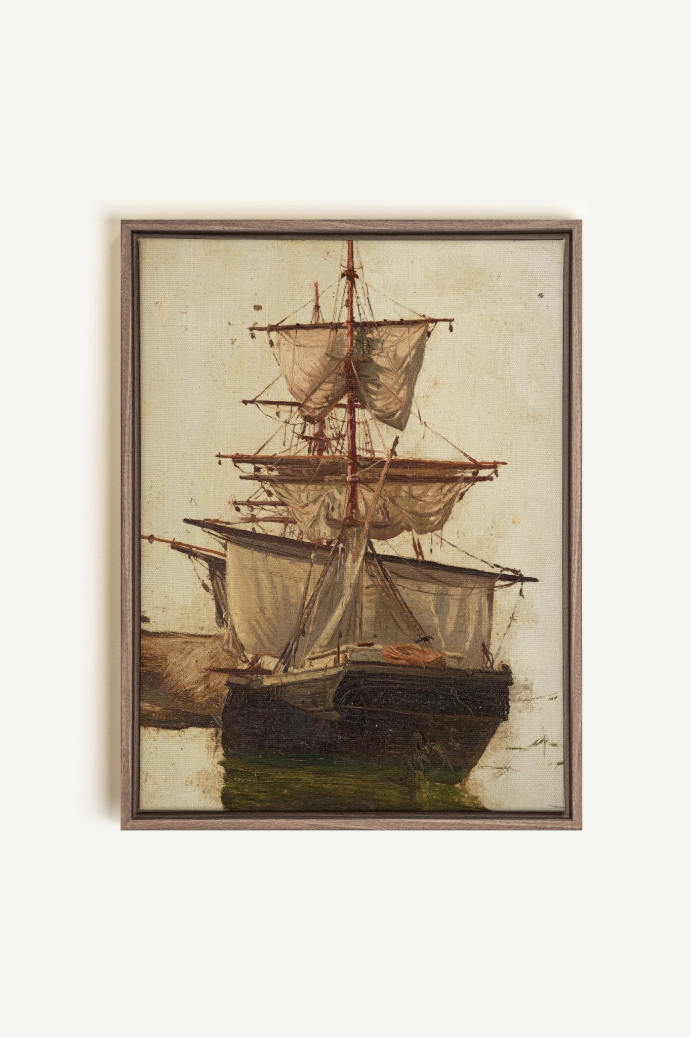 BRISE ANTIQUE, Oeuvre sur toile étirée, encadré Brun Chêne