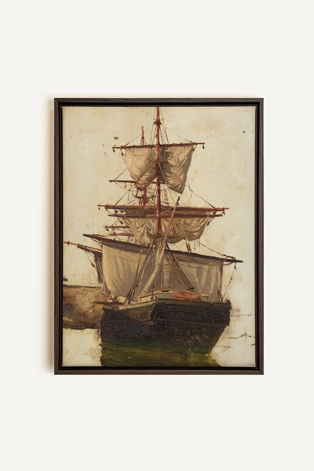 BRISE ANTIQUE, Artwork on stretched canvas, framed in Walnut Brown