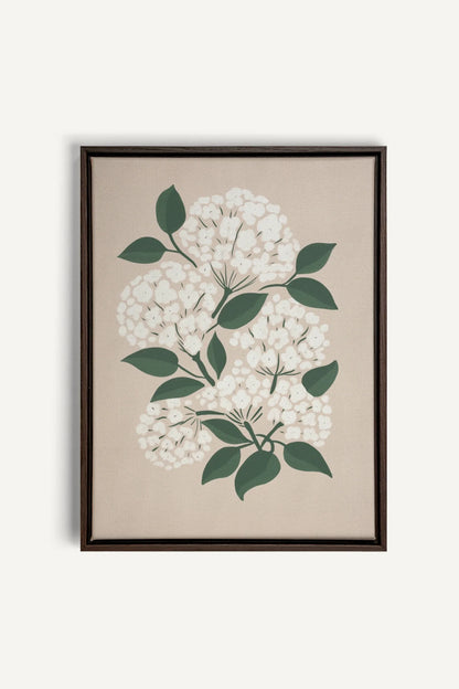 OLEKA CANVAS - BRISE DE FLEURS, Oeuvre sur toile étirée, encadré Brun Noyer