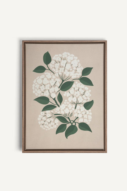 OLEKA CANVAS - BRISE DE FLEURS, Oeuvre sur toile étirée, encadré Brun Chêne