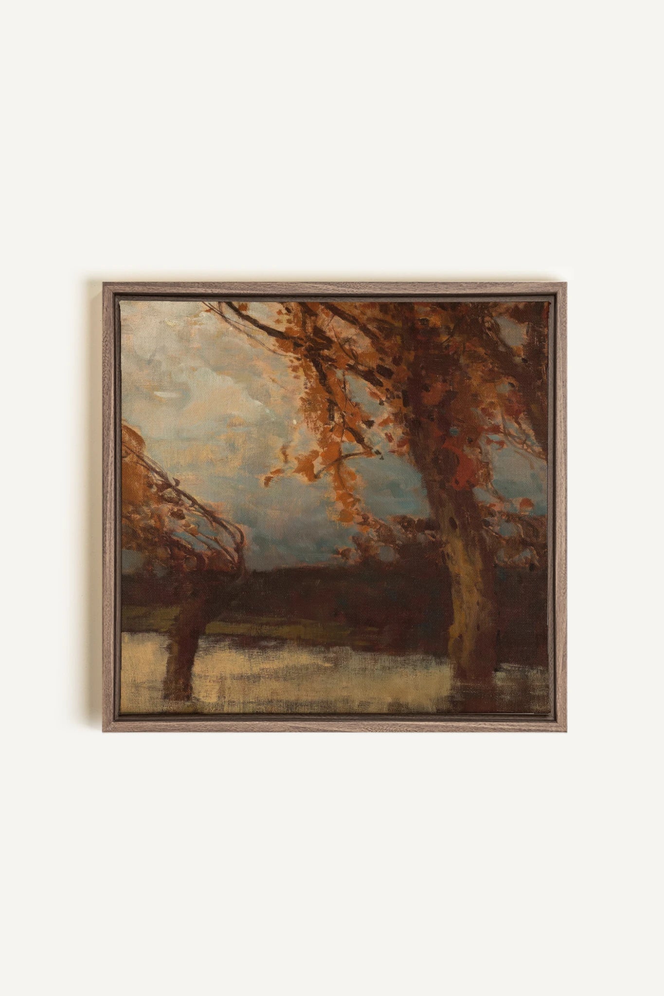 EQUINOX MIST, Artwork on stretched canvas, framed in Brown Oak