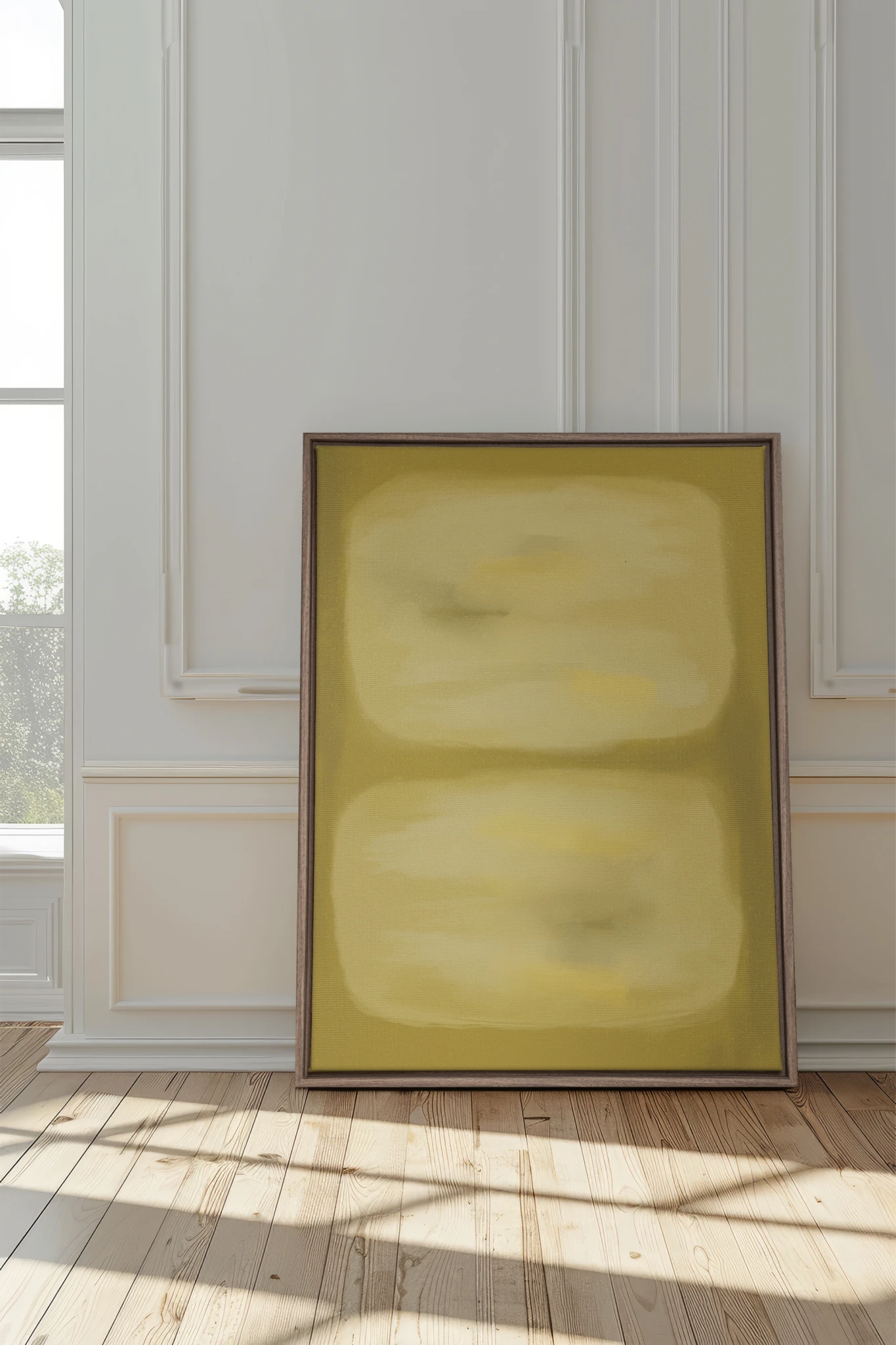 BUTTERLIGHT, Work on stretched canvas, framed Oak Brown